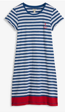 Load image into Gallery viewer, Dress - Nautical Stripe Crew Neck T-shirt Blue & White