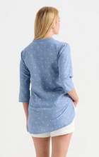 Load image into Gallery viewer, Tunic Top - Light Blue with White Anchors
